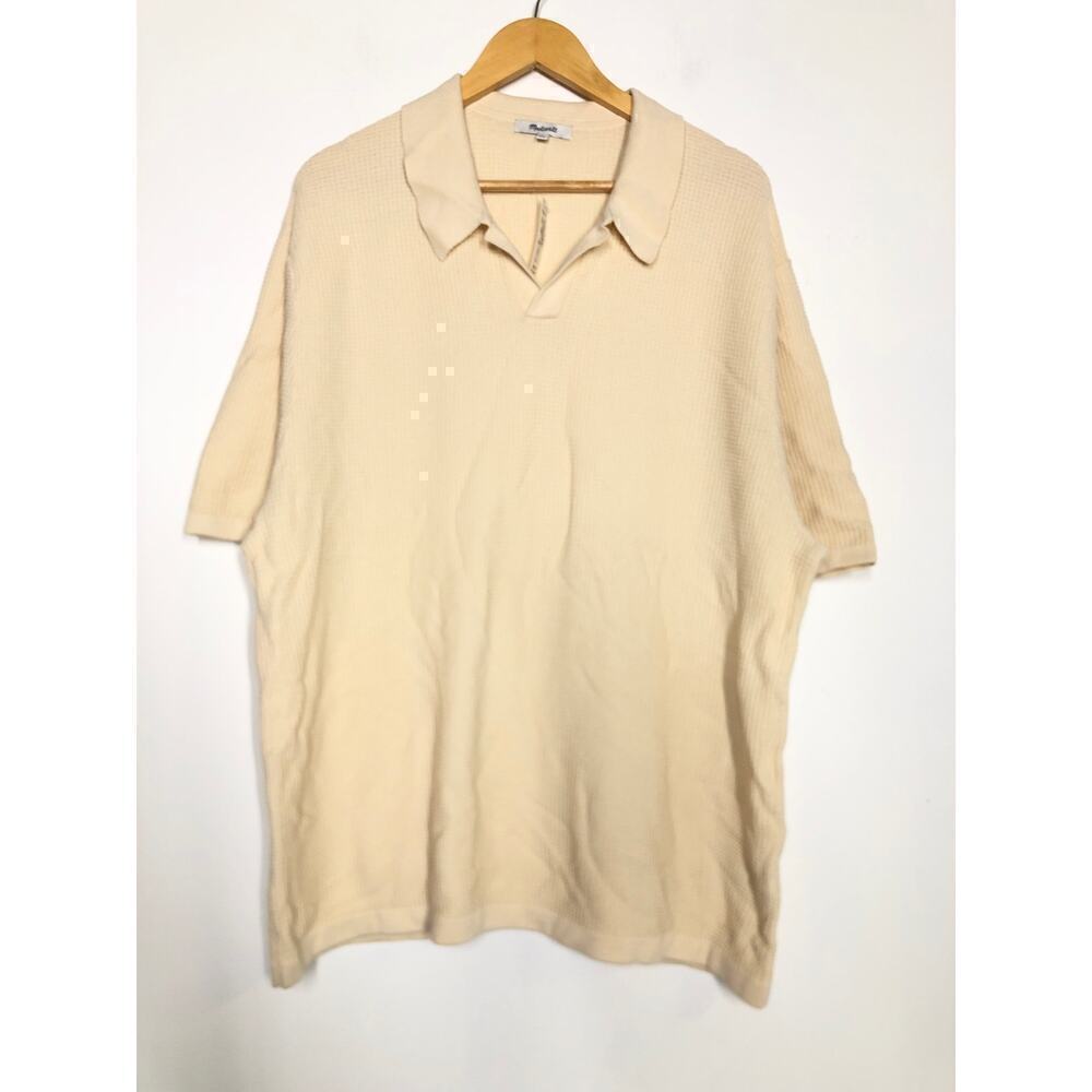 Madewell Johnny Polo Shirt  Collar Short Sleeve Sweater Vintage Linen NWT XL